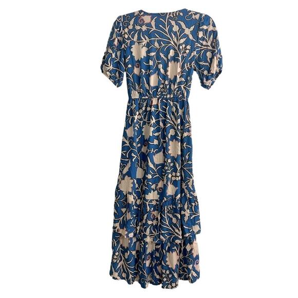 Knox Rose Blue Floral Print Short Sleeve Wrap Dress- Size XS - Picture 4 of 13
